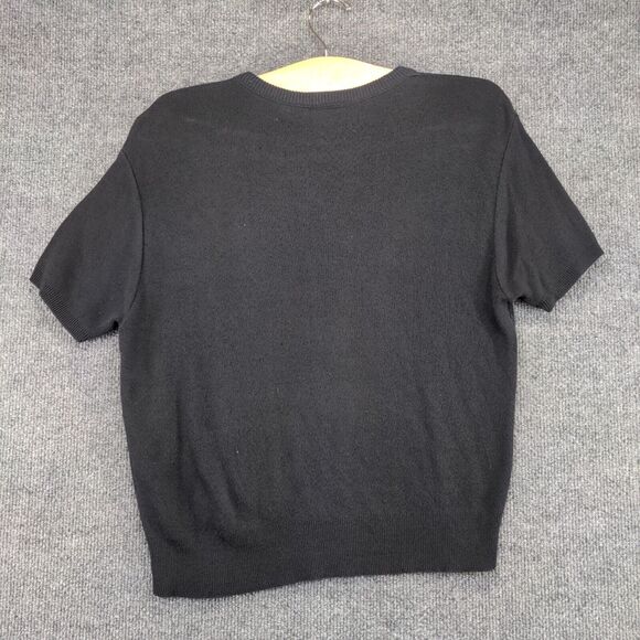 Sycamore Women's Knit Sweater Black Medium Short Sleeve Crew Neck Vintage - Picture 4 of 12